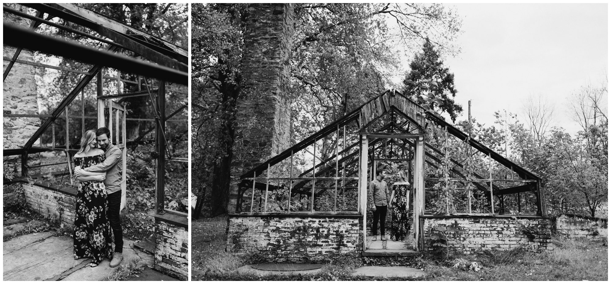 Abandoned Greenhouse Engagement, Greenhouse elopement. Philadelphia Elopement Photographer, Valley Forge Engagement Photographer